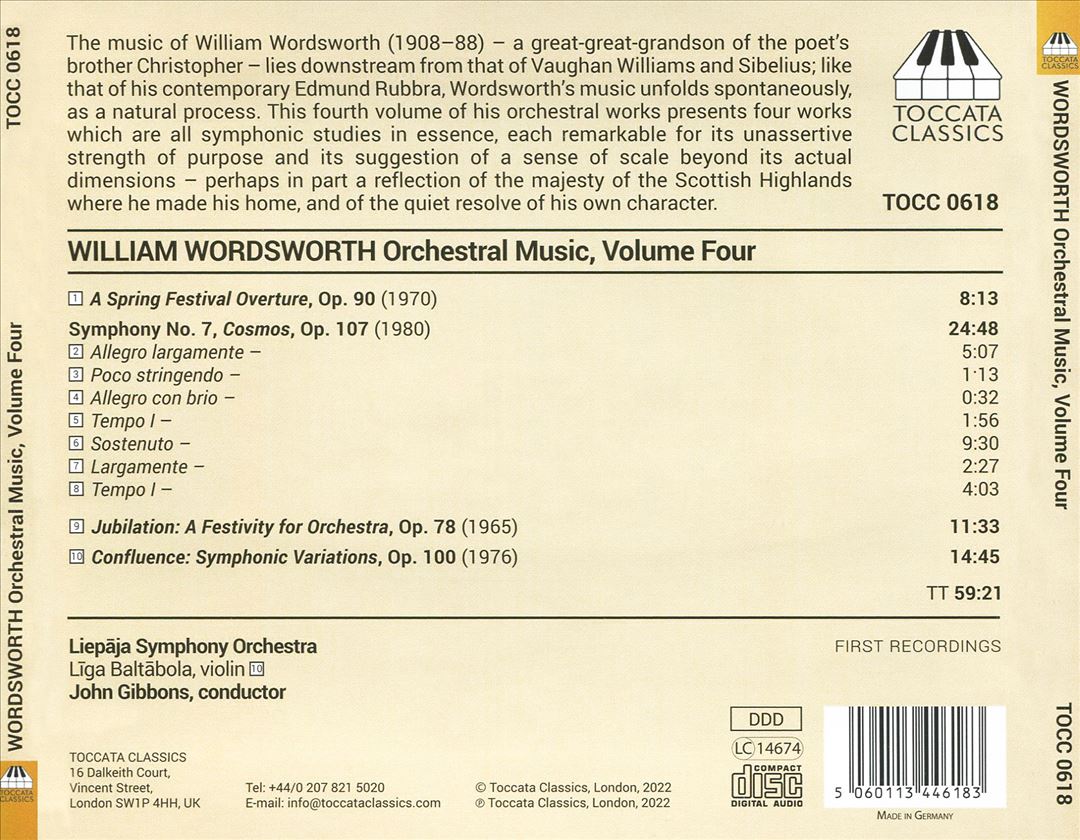 William Wordsworth: Orchestral Music, Vol. 4 cover art
