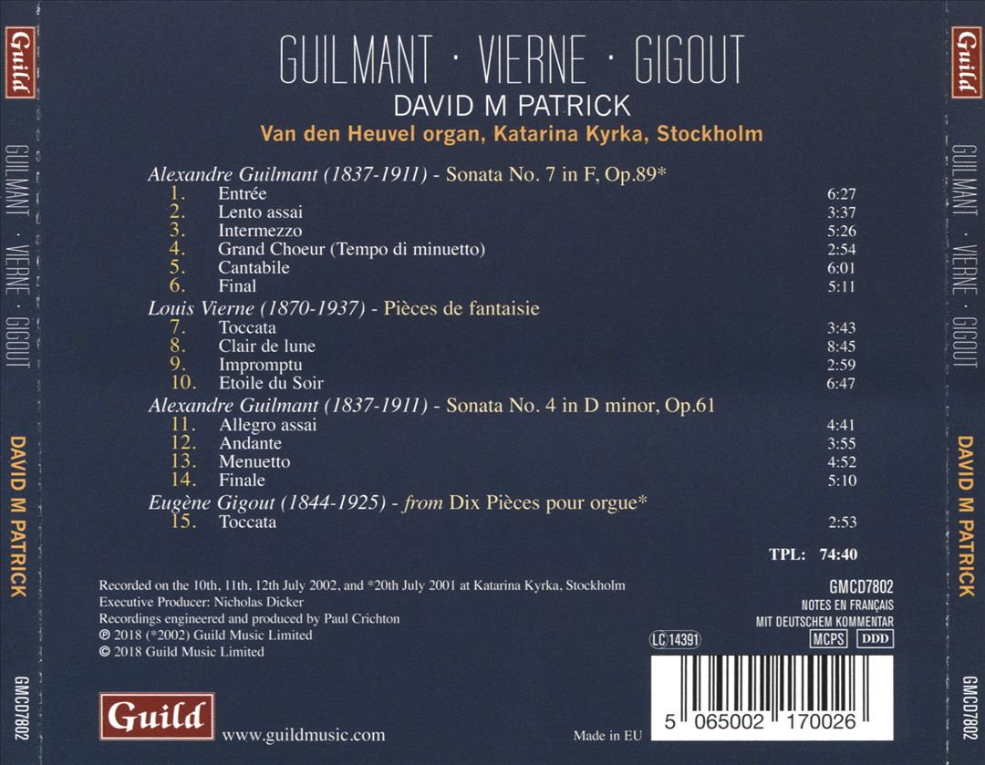 Guilmant, Vierne, Gigout cover art