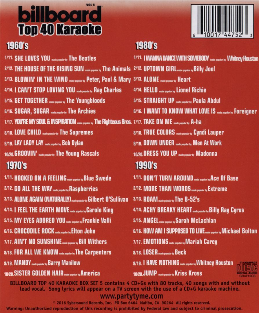 Party Tyme Karaoke: Billboard Top 40 Karaoke, Vol. 5 cover art