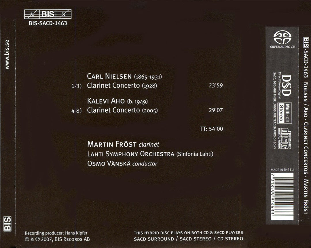 Nielsen & Aho: Clarinet Concertos cover art