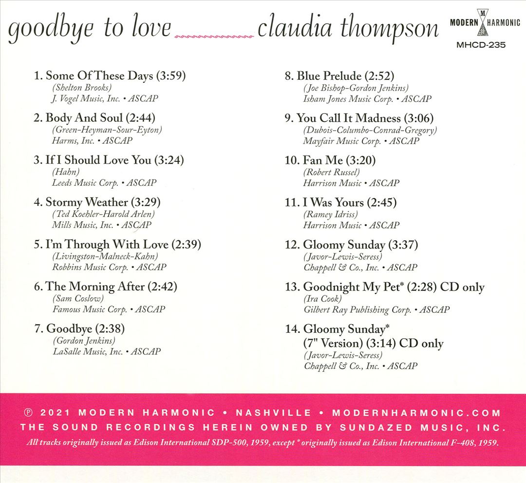 Goodbye to Love cover art