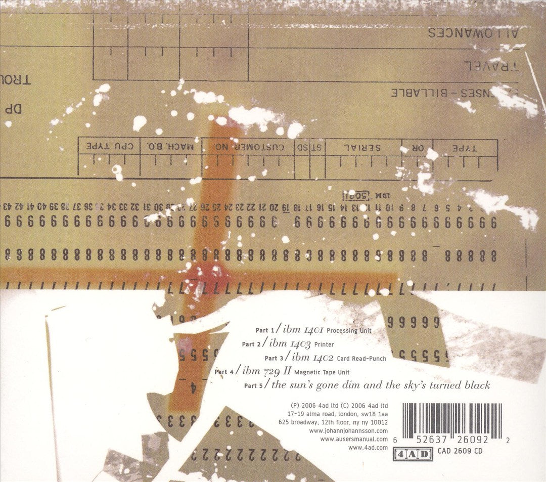 Jóhann Jóhannsson: ibm 1401, a user's manual cover art