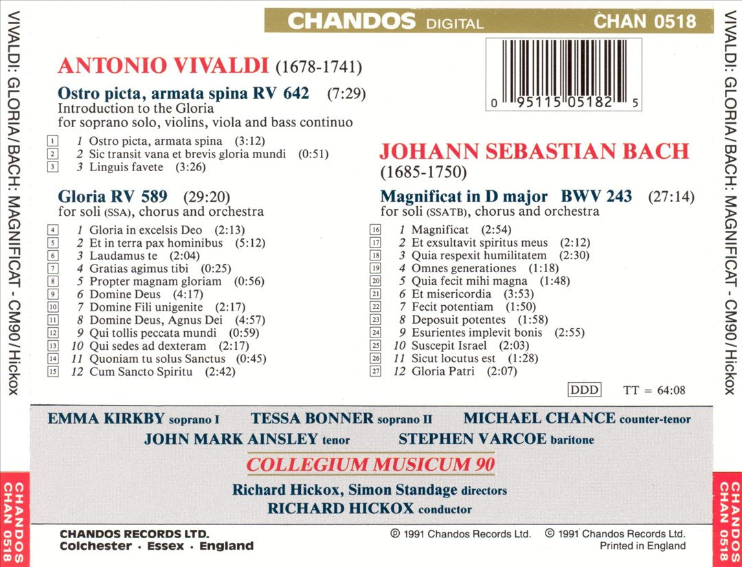 Vivaldi: Gloria; Ostro picta; Bach: Magnificat cover art