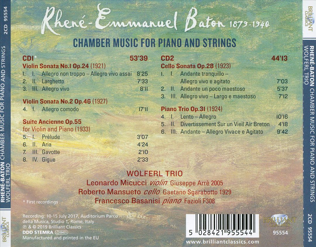 Rhené-Baton: Chamber Music for Piano and Strings cover art