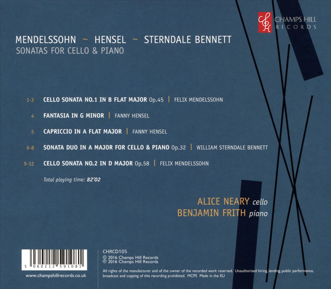 Mendelssohn, Hensel, Sterndale Bennett: Sonatas for Cello & Piano cover art