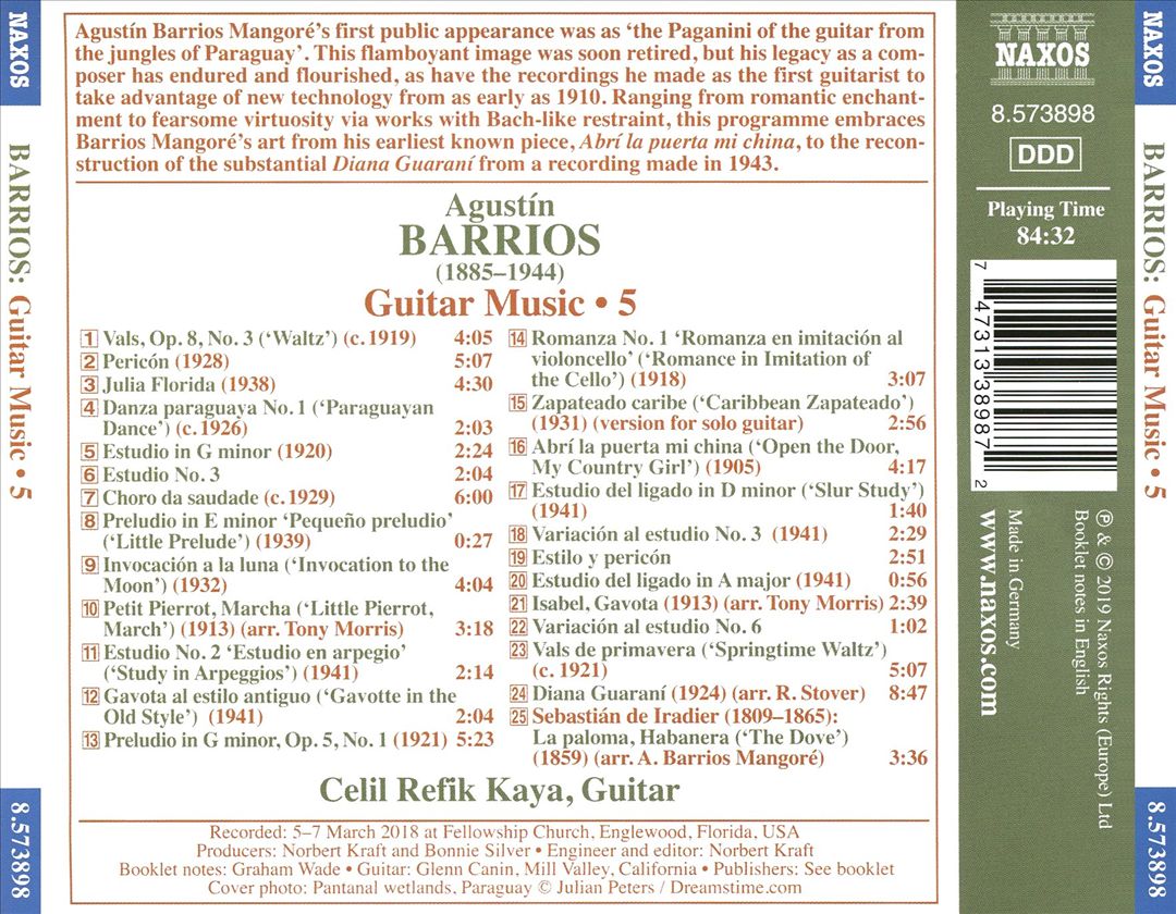 Agustín Barrios: Guitar Music, Vol. 5 cover art