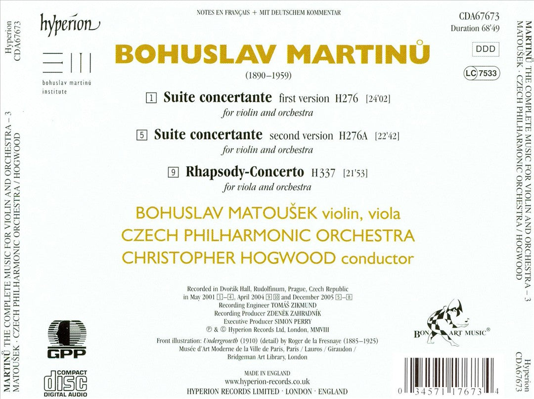 Martinu: The Complete Music for Violin and Orchestra, Vol. 3 cover art