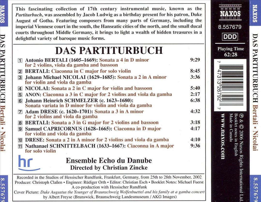 Das Partiturbuch: Instrumental Music at the Courts of 17th Century Germany cover art