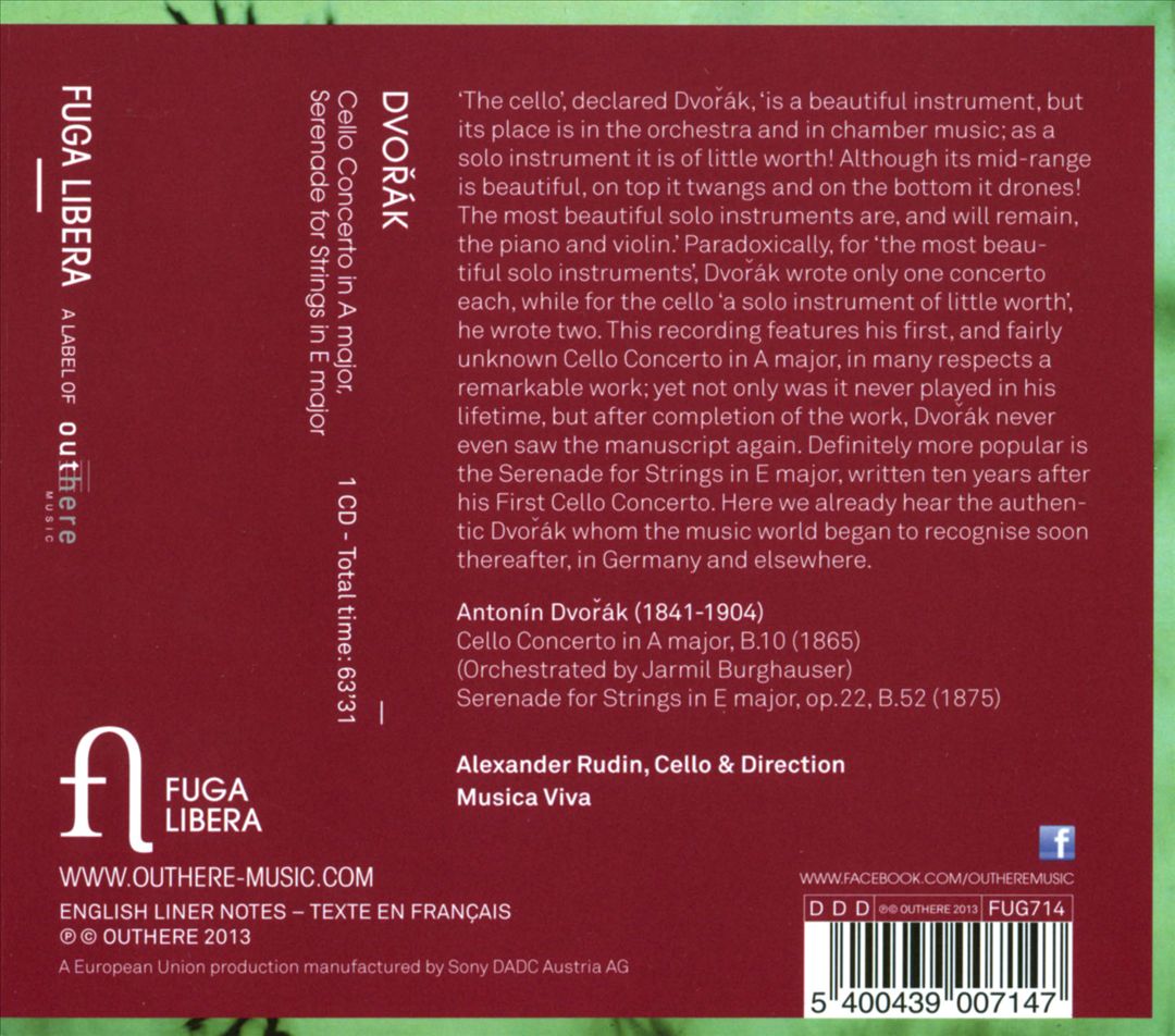 Dvorák: Cello Concerto; Serenade for Strings cover art