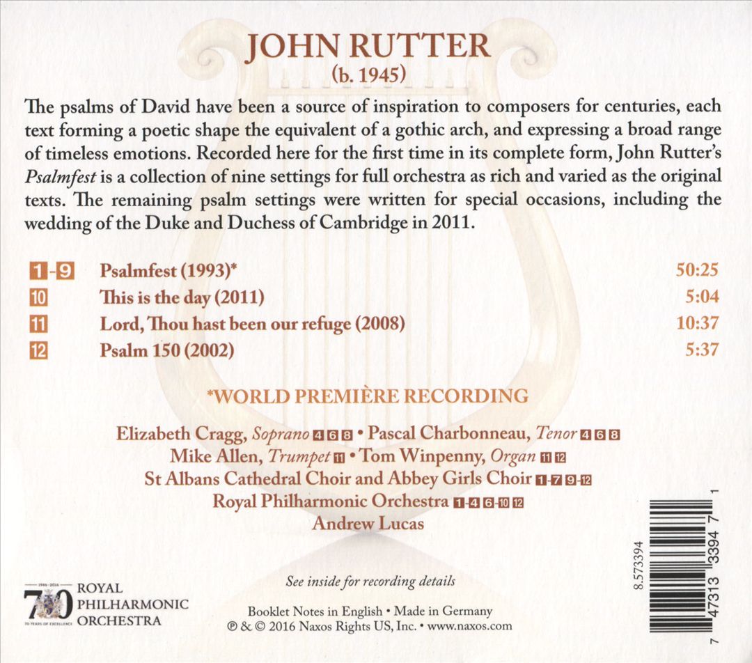 Rutter: Psalmfest cover art