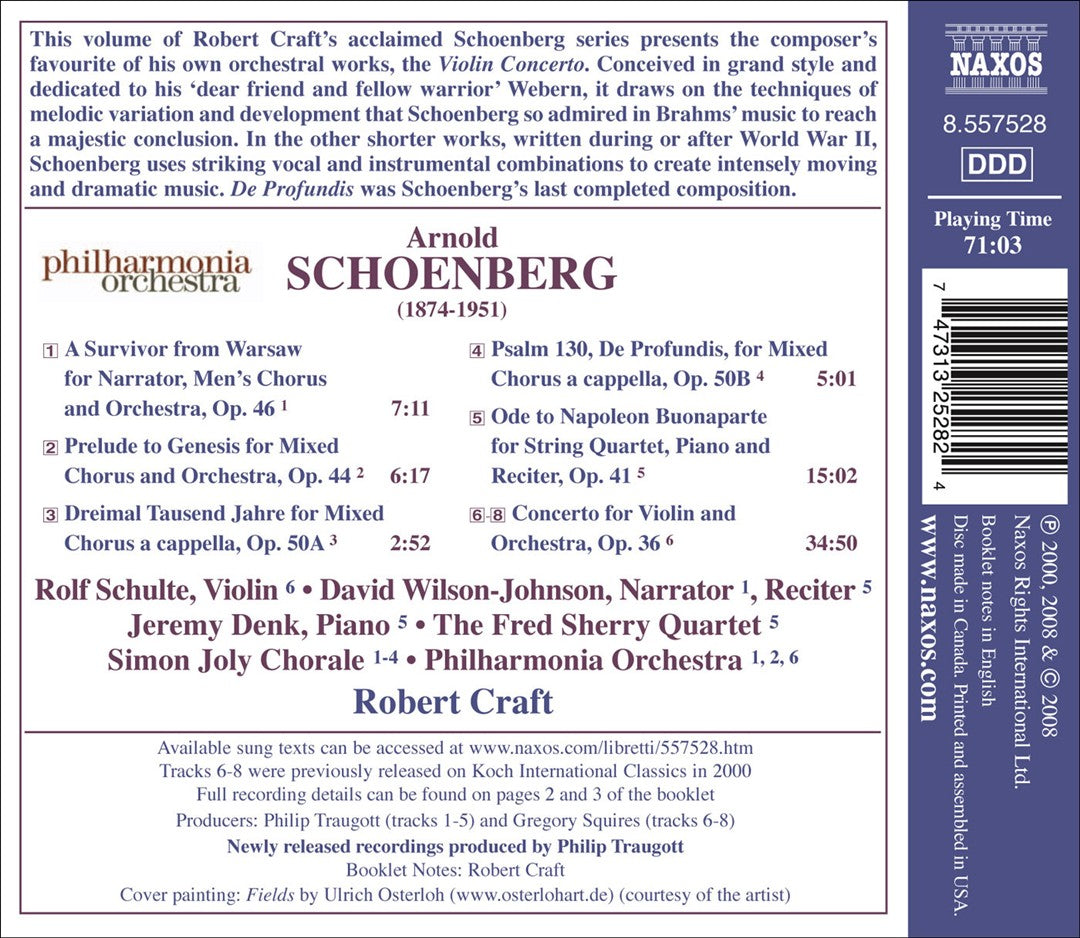 Schoenberg: Violin Concerto; A Survivor from Warsaw cover art