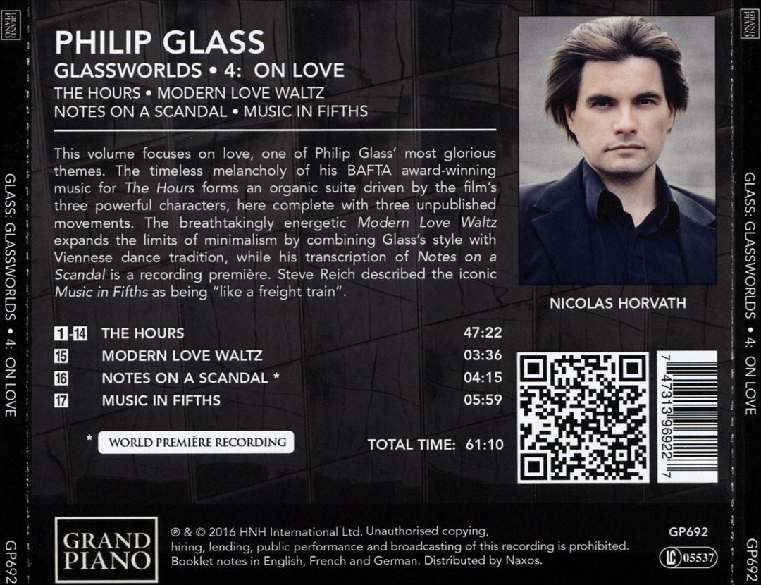 Philip Glass: Glassworlds, Vol. 4 - On Love cover art