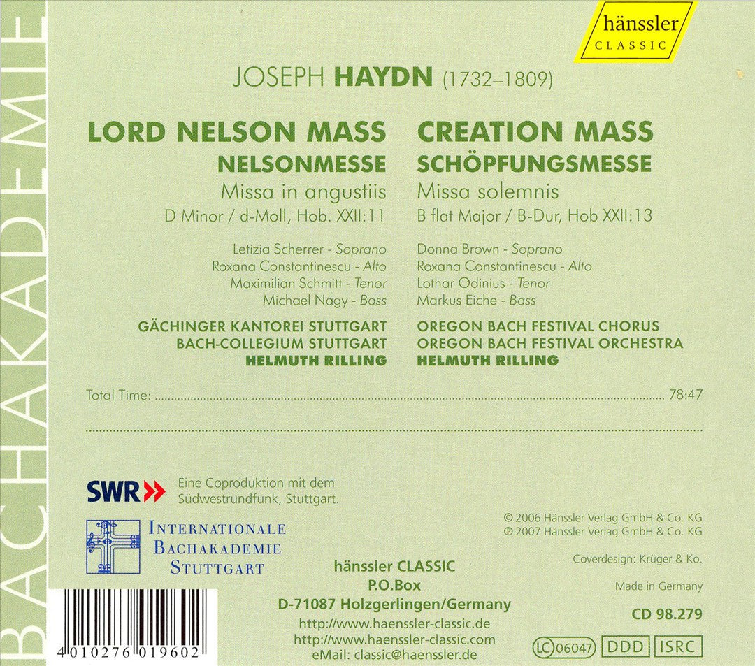 Haydn: Lord Nelson Mass; Creation Mass cover art