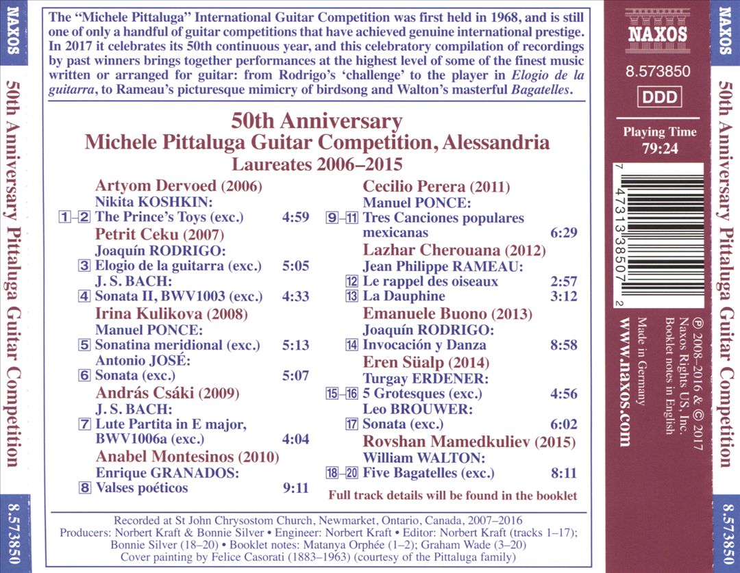 Laureate Series, Guitar: 50th Anniversary Michele Pittaluga Guitar Competition, Alessandria cover art