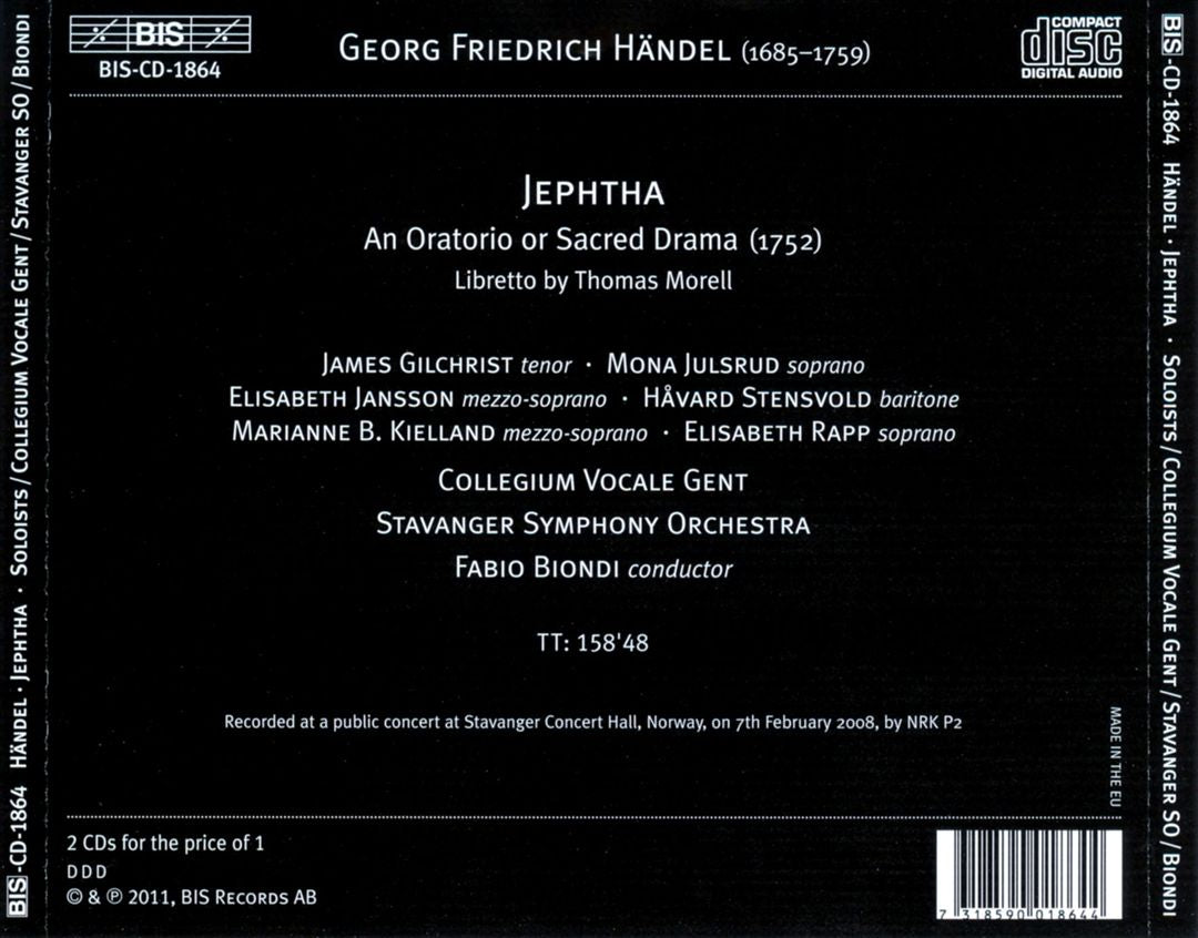 Handel: Jephtha cover art
