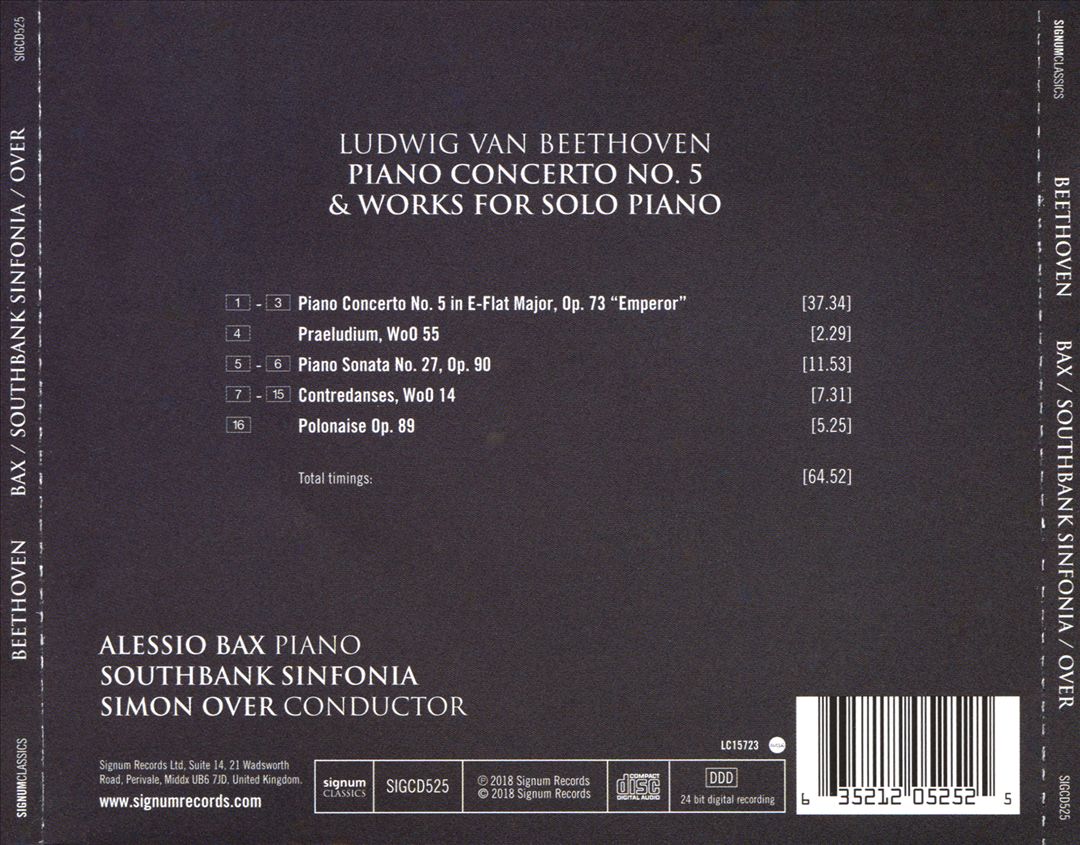 Beethoven: Piano Concerto No. 5; Works for Solo Piano cover art