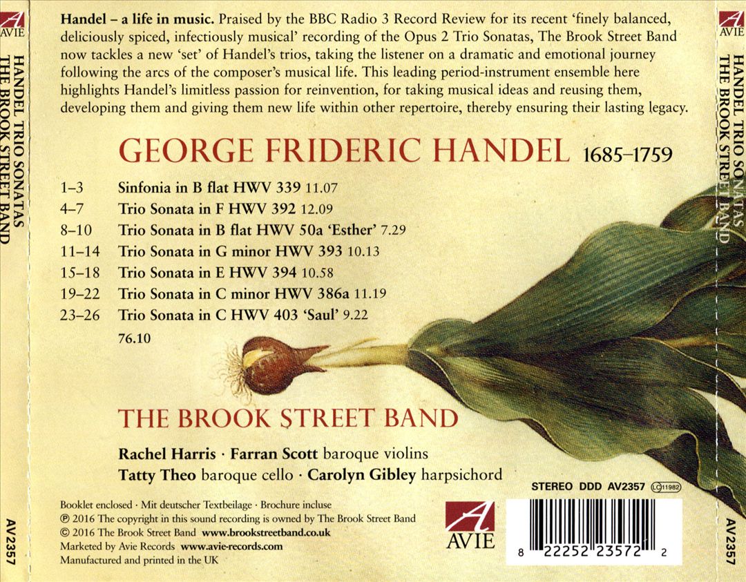 Handel: Trio Sonatas for Two Violins and Basso Continuo cover art