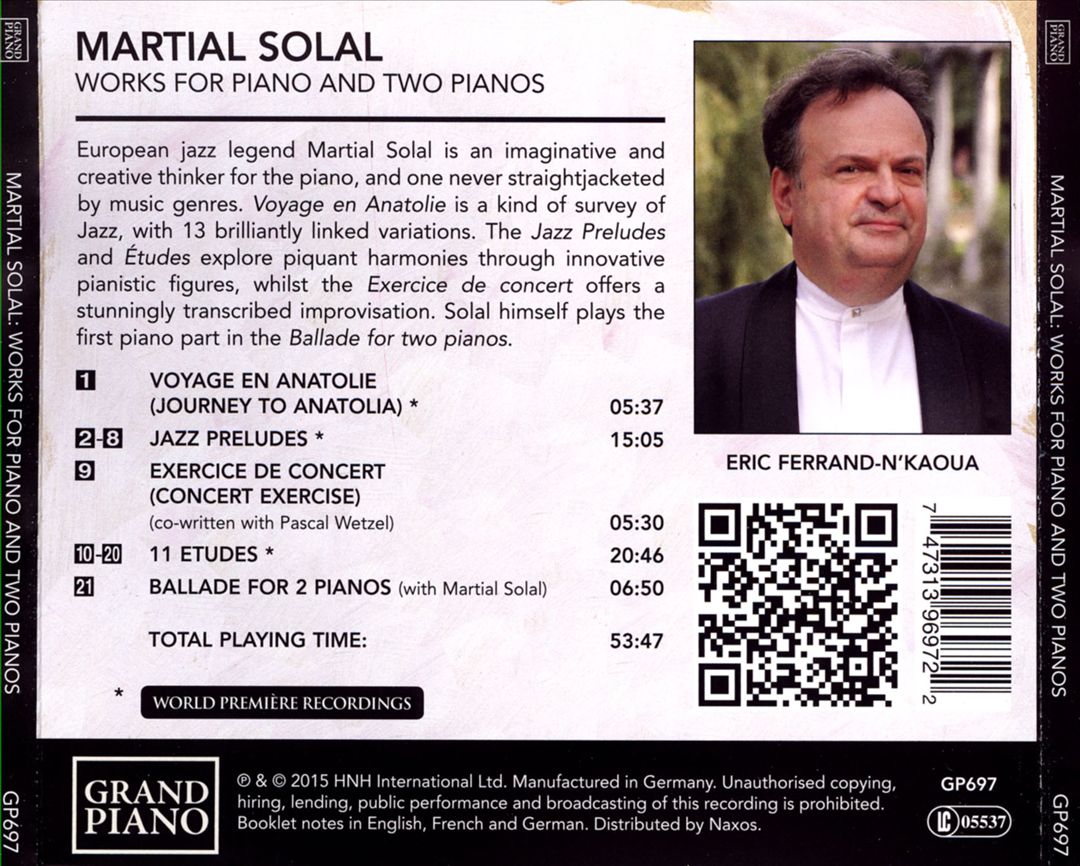 Martial Solal: Works for Piano and Two Pianos cover art