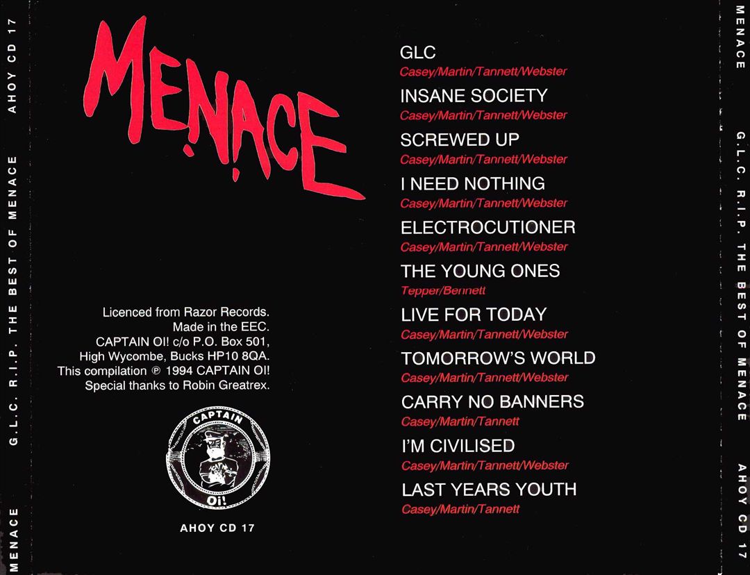 G.L.C. R.I.P.: The Best of Menace cover art