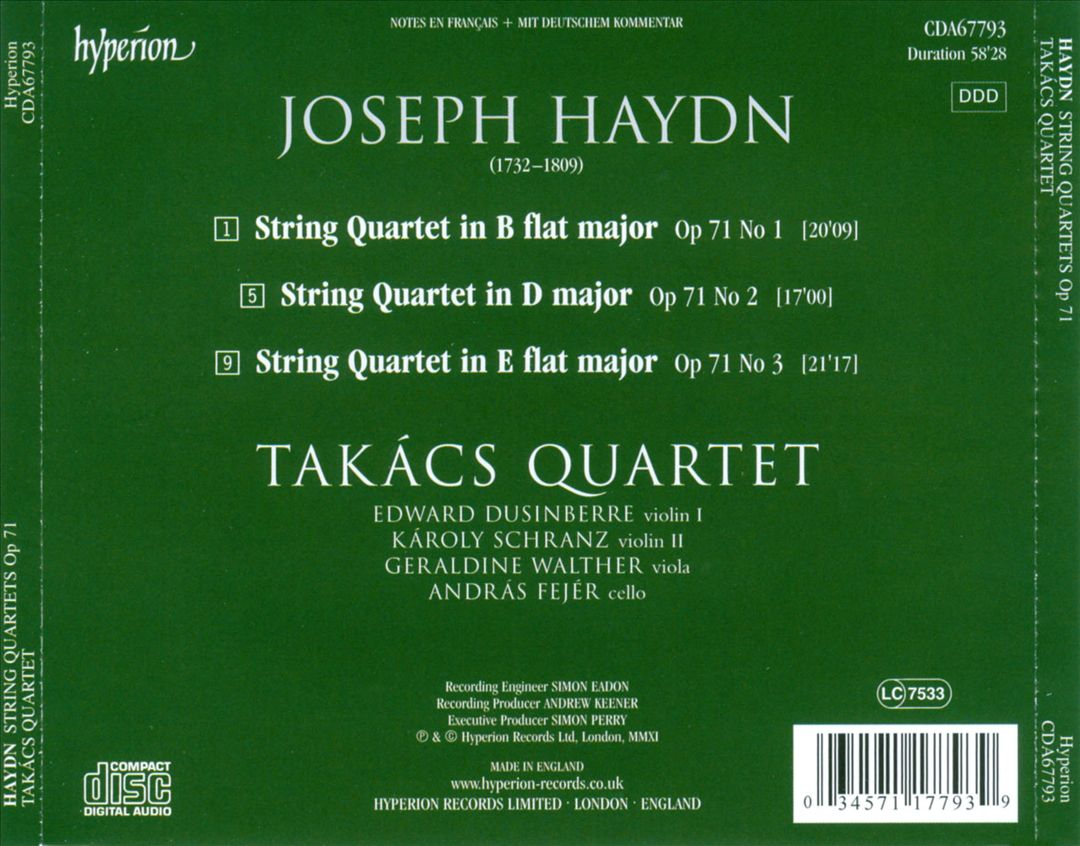 Haydn: String Quartets, Op. 71 cover art