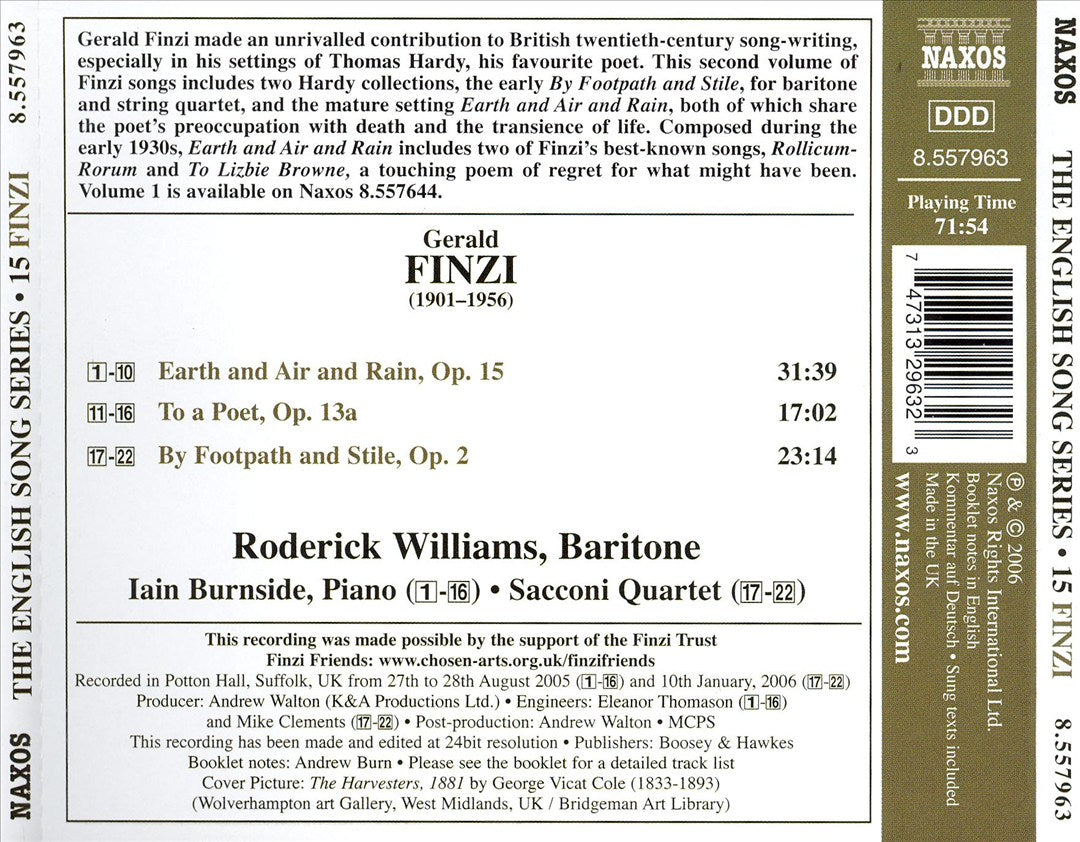 Finzi: Earth and Air and Rain; By Footpath and Stile; To a Poet cover art