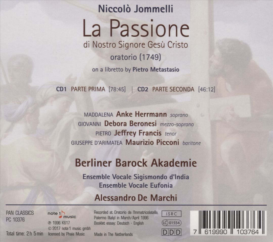 Niccolò Jommelli: La Passione di Nostro Signore Gesù Cristo cover art