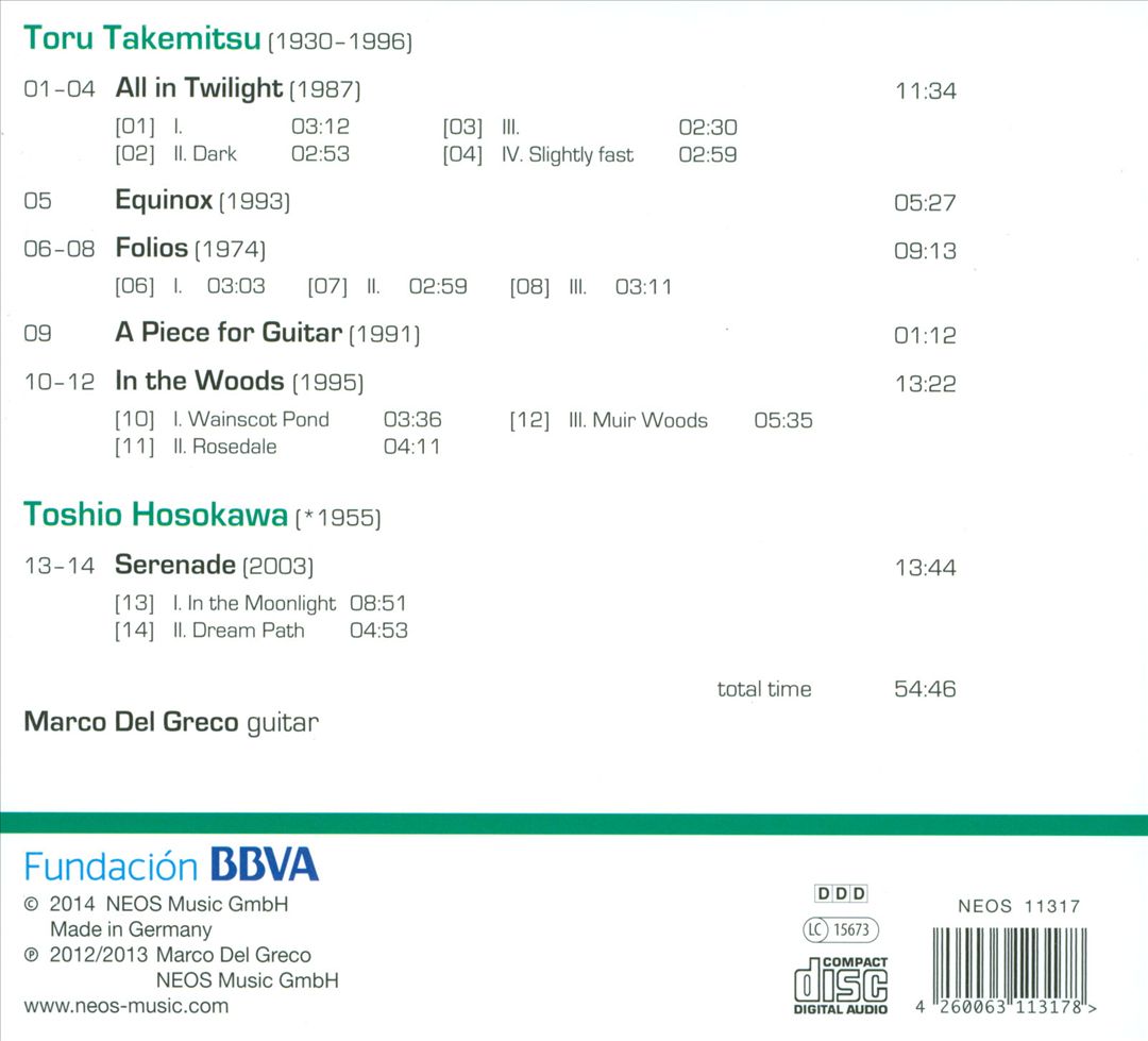 Toru Takemitsu, Toshio Hosokawa: Works for Solo Guitar cover art