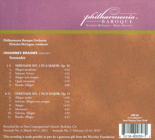 Brahms: Serenades cover art