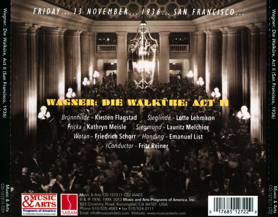 Wagner: Die Walkure: Act 2 (San Francisco, 13/11/1936) cover art
