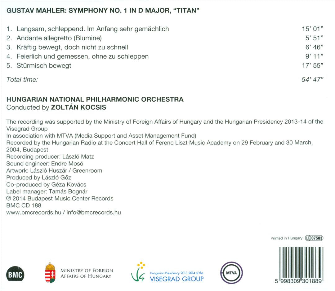 Mahler: Symphony No. 1 cover art