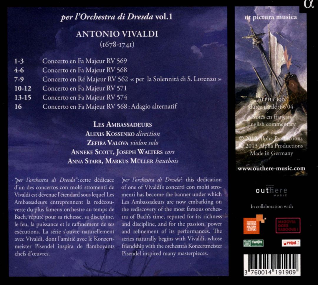 Antonio Vivaldi: Concerti per l'Orchestra di Dresda, Vol. 1 cover art