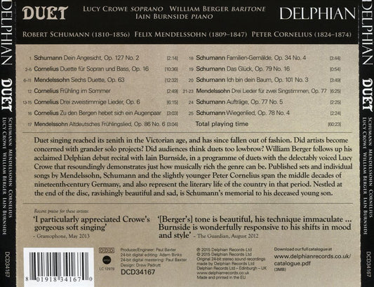 Duet: Schumann, Mendelssohn, Cornelius cover art