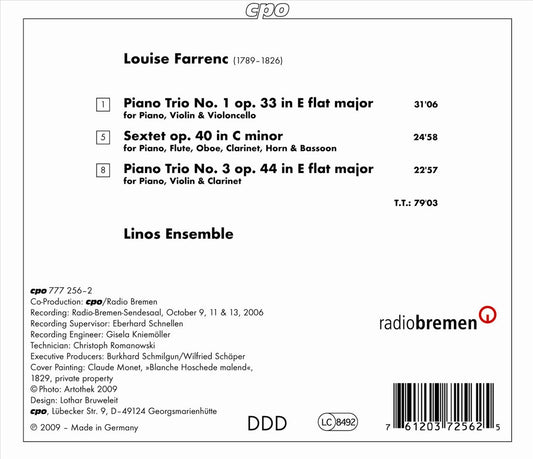 Louise Farrenc: Piano Trios, Sextet cover art
