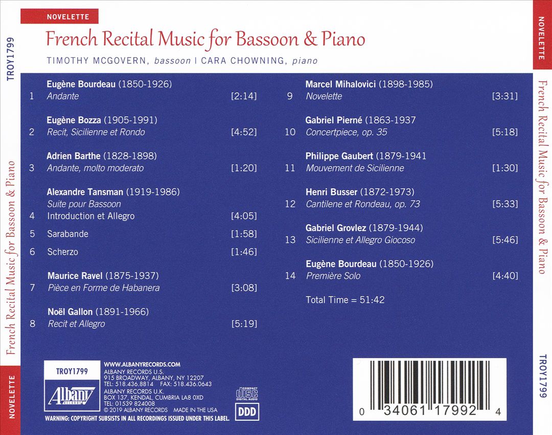 French Recital Music for Bassoon & Piano cover art