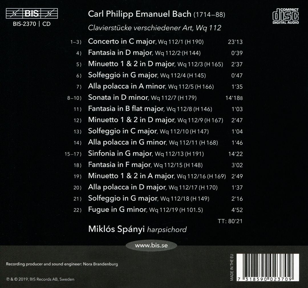 C.P.E. Bach: The Solo Keyboard Music, Vol. 39 cover art