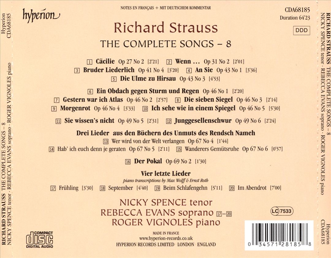 Strauss: The Complete Songs, Vol. 8 cover art