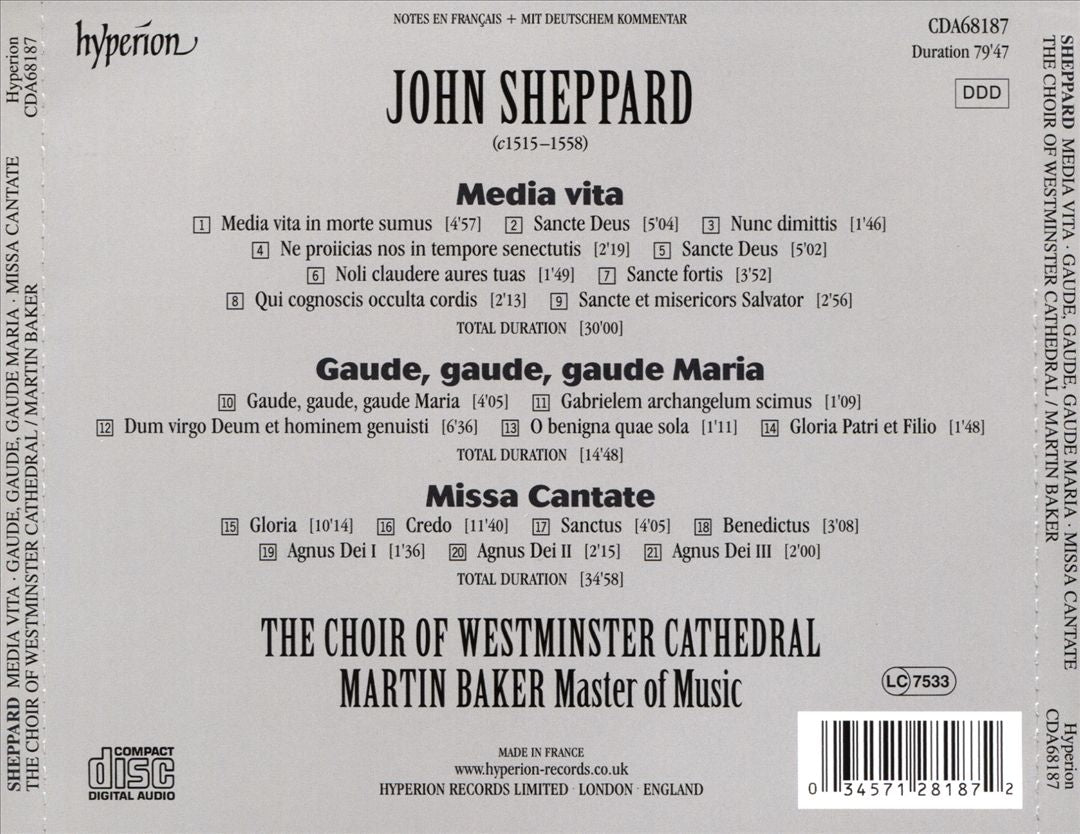 John Sheppard: Media Vita cover art