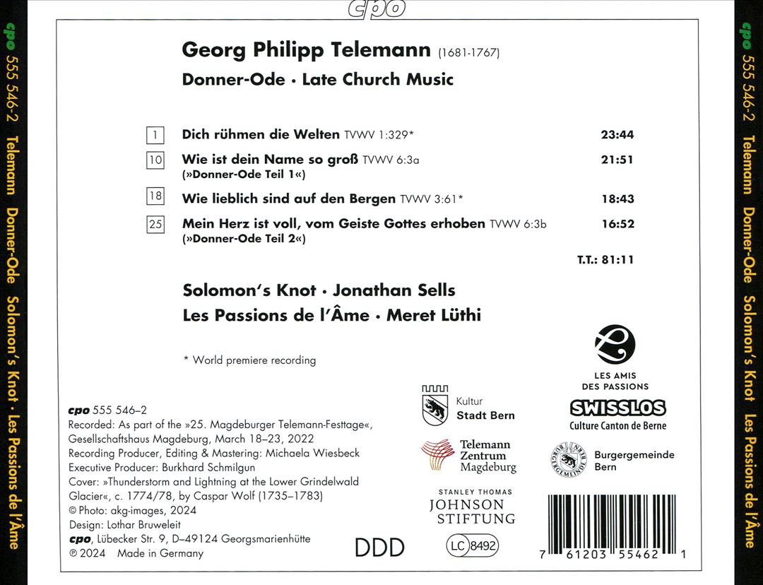 Telemann: Donner-Ode - Late Church Music cover art