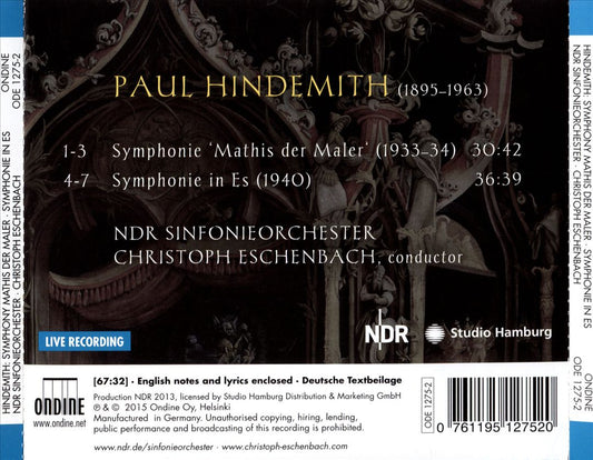 Hindemith: Symphonie 'Mathis der Maler'; Symphonie in Es cover art