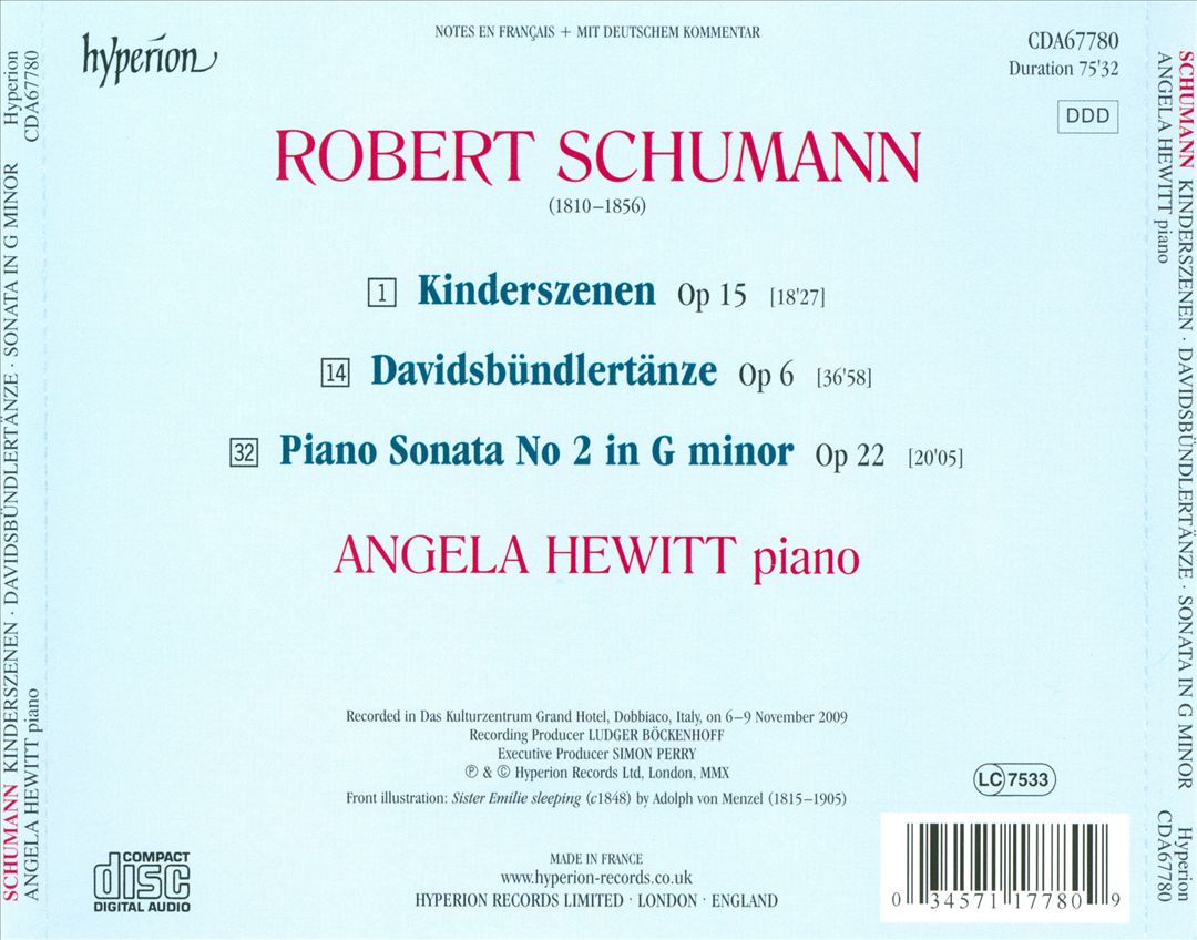 Schumann: Davidsbündlertänze; Kinderszenen; Sonata in G minor cover art