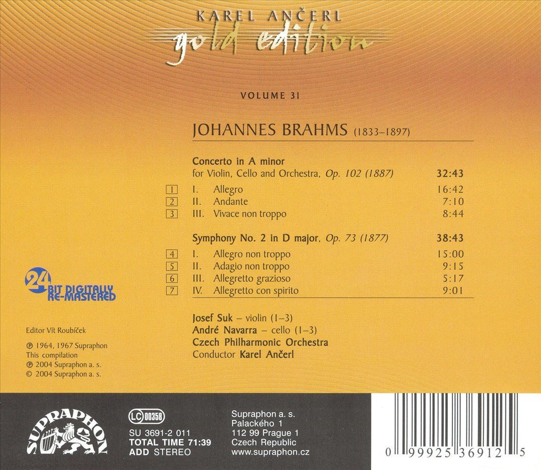 Brahms: Double Concerto; Symphony No. 2 cover art