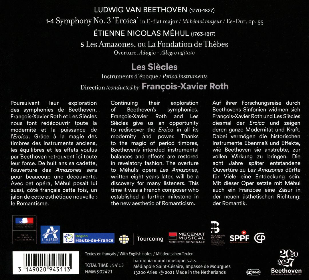 Beethoven: Symphony No. 3; Méhul: Les Amazones - Overture cover art