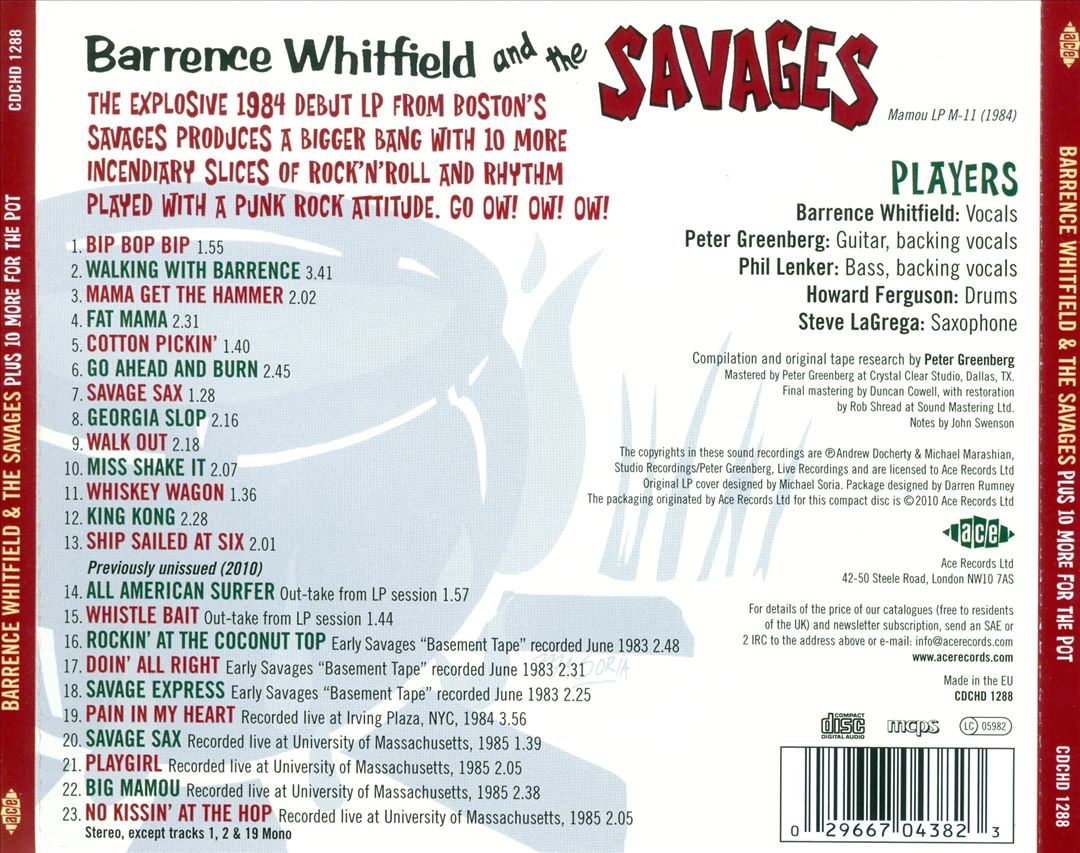Barrence Whitfield and the Savages cover art