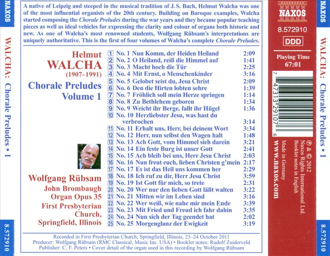 Helmut Walcha: Chorale Preludes, Vol. 1 cover art