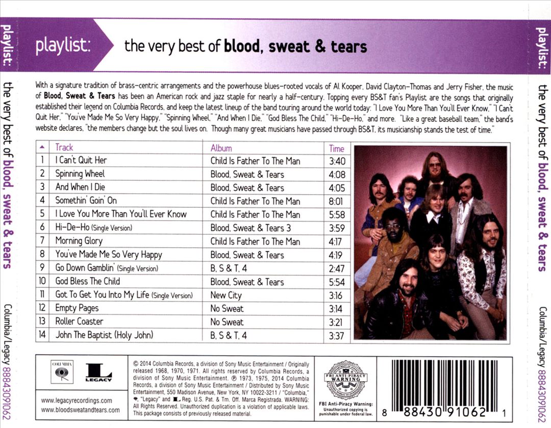Playlist: The Very Best of Blood Sweat & Tears cover art