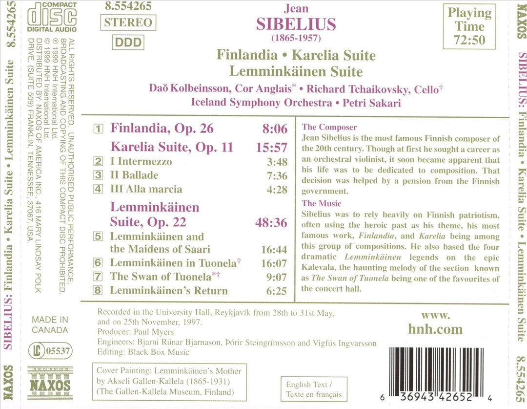 Jean Sibelius: Finlandia; Karelia Suite; Lemminkäinen Suite cover art