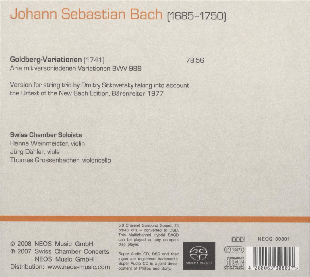 Bach: Goldberg-Variationen (Version for String Trio)  cover art