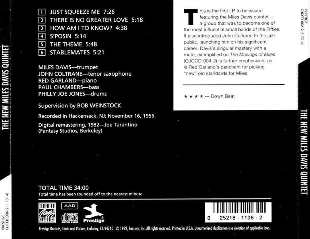 New Miles Davis Quintet cover art