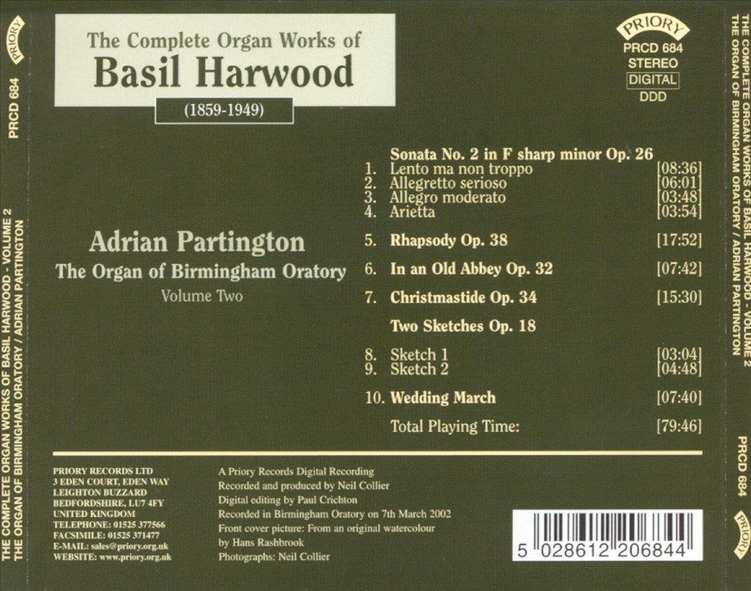 Complete Organ Works of Basil Harwood, Vol. 2 cover art