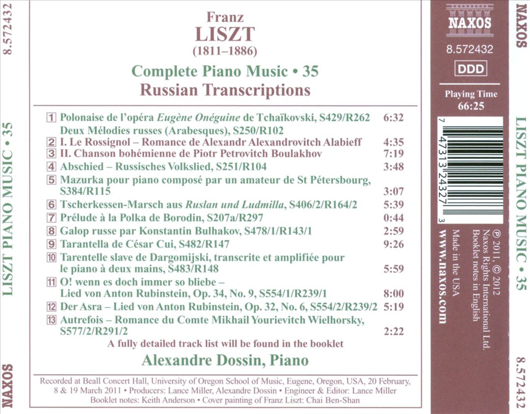 Liszt: Russian Transcriptions cover art
